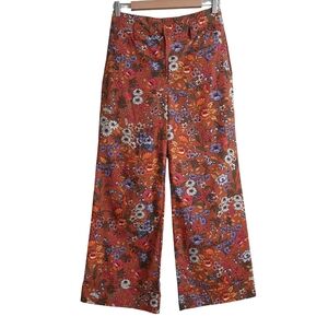 Anthropologie Maeve Floral Flower Power High Waist Wide Leg Crop Pants Size 4